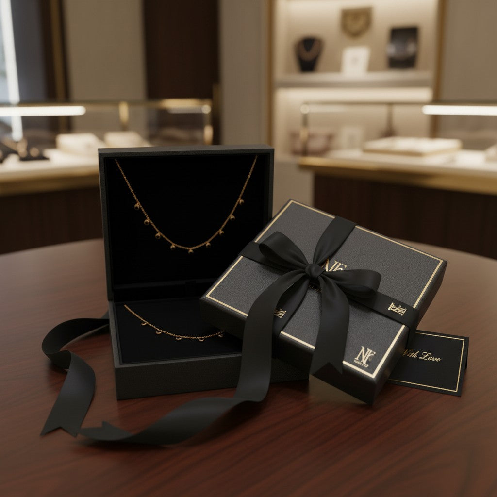 ✨ Elegant Black Crystal Charm Necklace for Women | Dainty Gold-Tone Necklace ✨