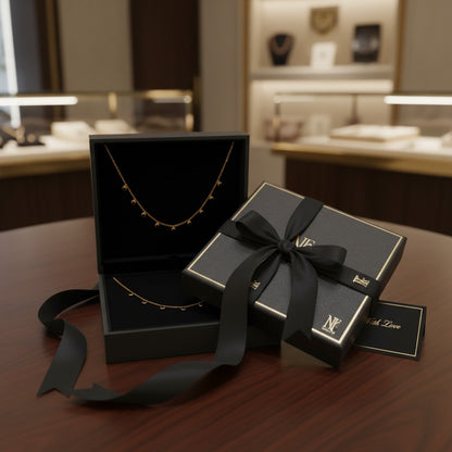 ✨ Elegant Black Crystal Charm Necklace for Women | Dainty Gold-Tone Necklace ✨