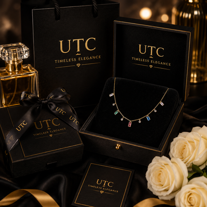 ✨ Luxury Multicolor Crystal Charm Necklace – Gold Plated Dainty Pendant Necklace for Women ✨