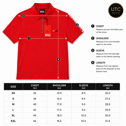 🔥 Diesel Men's Premium Red Quarter-Zip Polo Shirt | Luxury Cotton Casual Golf Polo ❤️👔