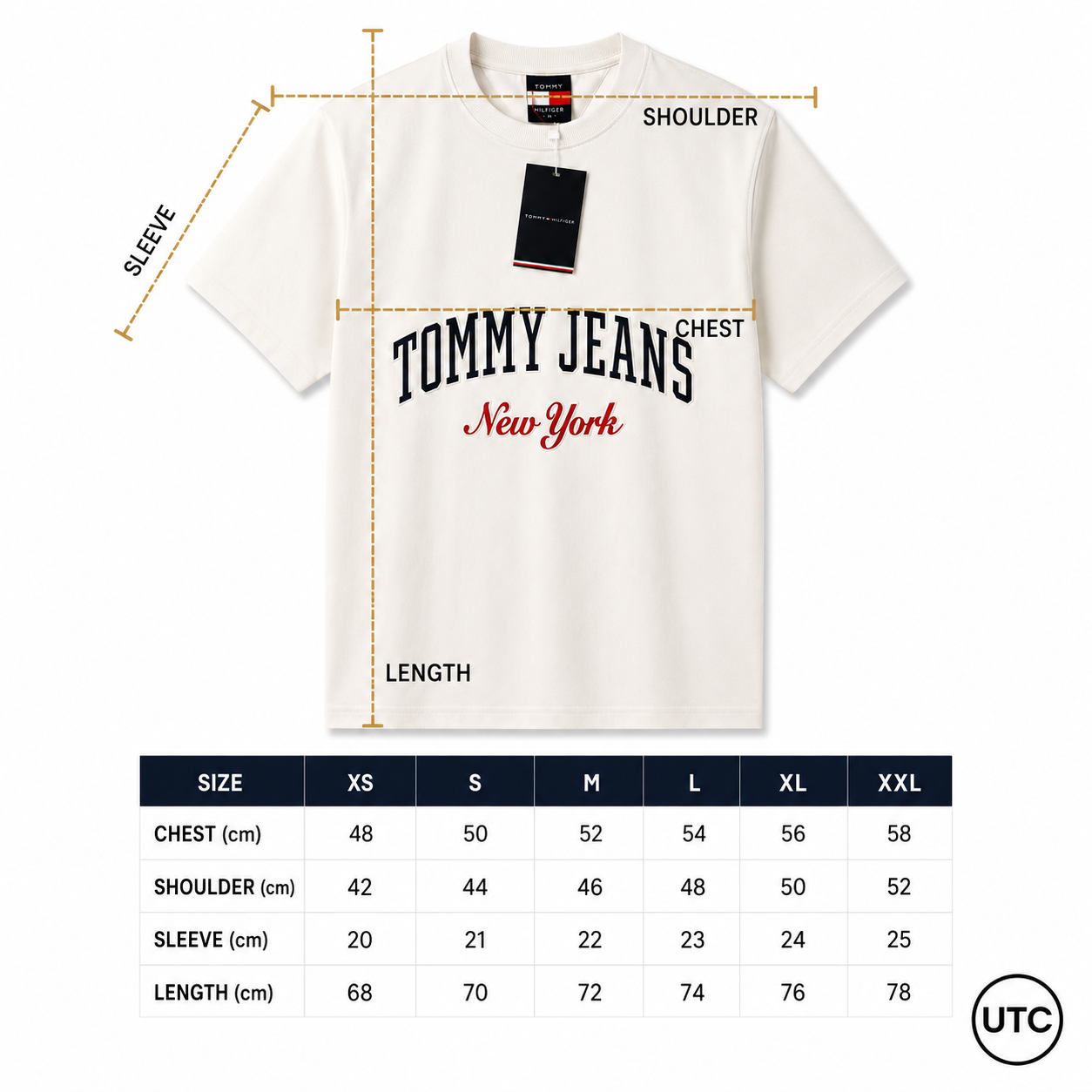🤍 Tommy Hilfiger Men's Tommy Jeans New York T-Shirt | White Premium Cotton Crew Neck