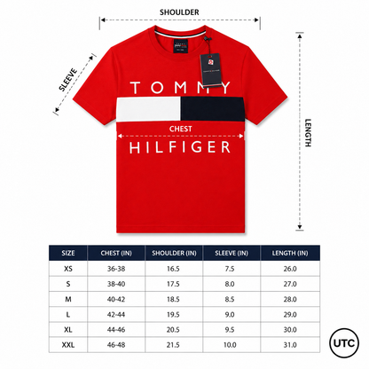 ❤️🤍💙 Tommy Hilfiger Men's Premium Logo T-Shirt | Classic Red Crew Neck