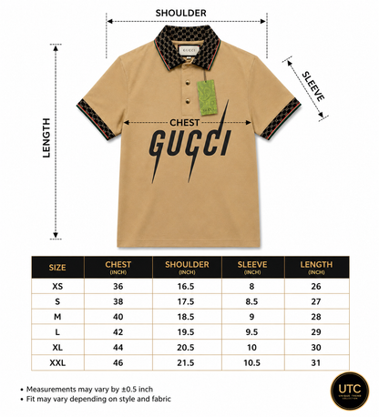 🔥 Gucci Men's Premium Beige Polo Shirt | Luxury Cotton Designer Polo 👕✨