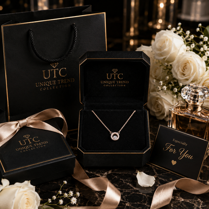 ✨ UTC Luxury Rose Gold Crystal Circle Pendant Necklace for Women ✨