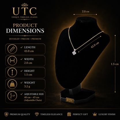 ✨ UTC Luxury Crystal Clover Necklace for Women | Elegant Gold-Tone Pendant | Adjustable Chain | Perfect Gift 💎
