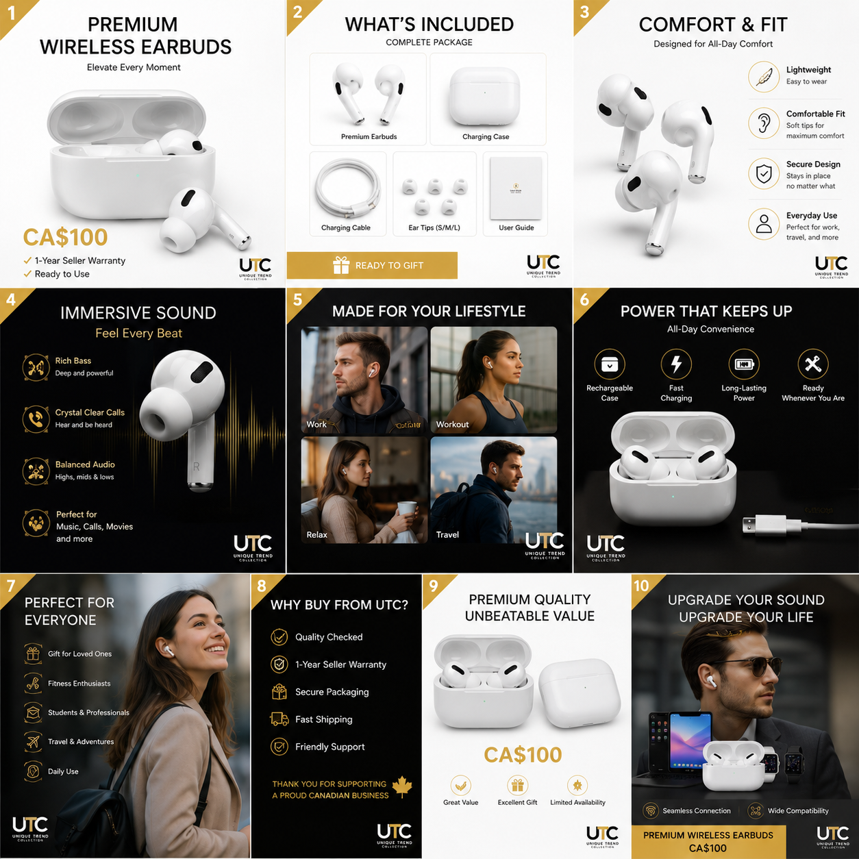 🎧 Premium Wireless Earbuds with Active Noise Cancellation | Bluetooth 5.3 | USB-C Charging Case | 2-Year Seller Warranty