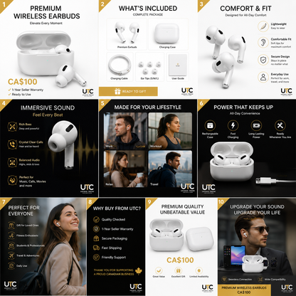🎧 Premium Wireless Earbuds with Active Noise Cancellation | Bluetooth 5.3 | USB-C Charging Case | 2-Year Seller Warranty