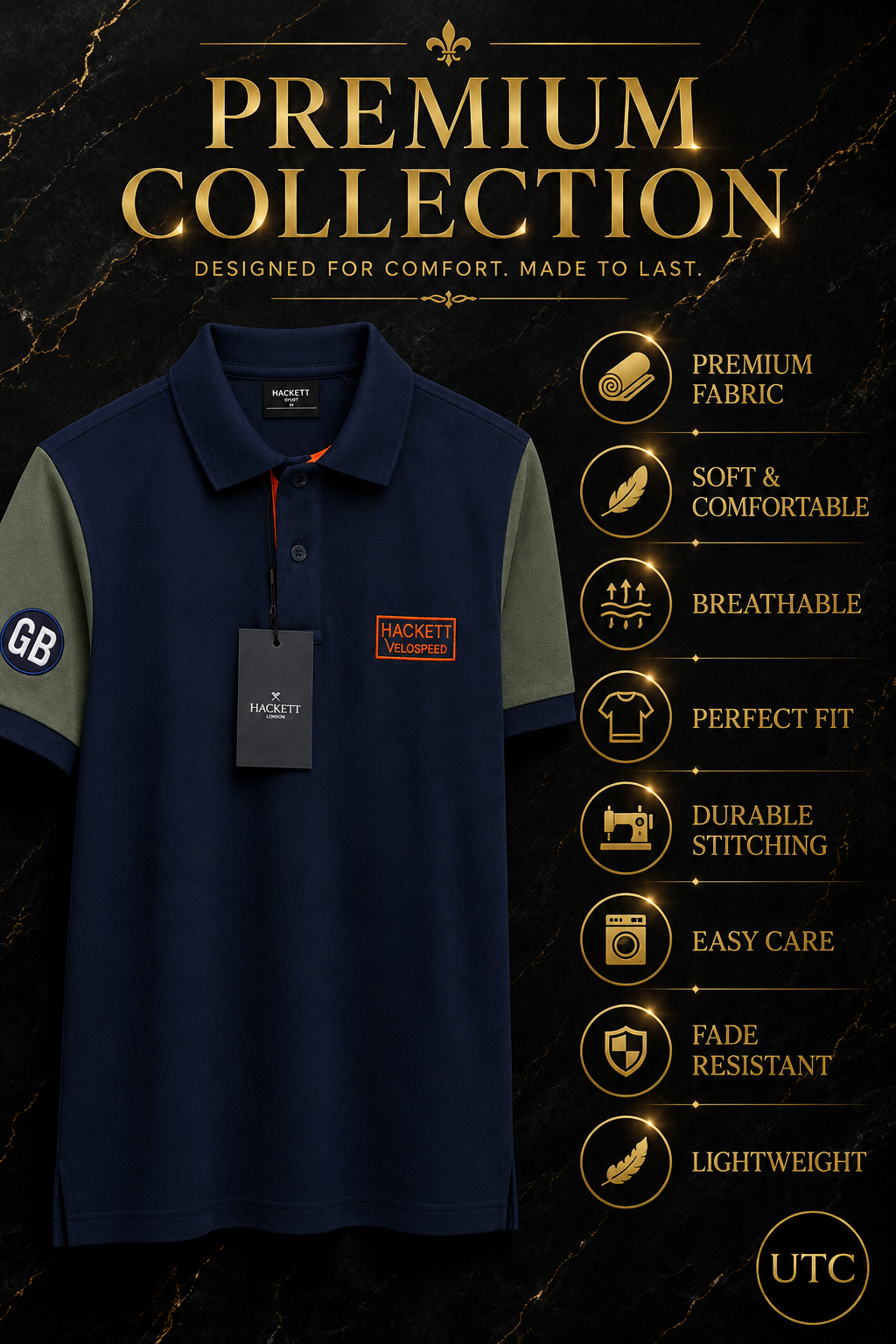 💙 Hackett London Velospeed Men's Premium Polo Shirt 👕✨ | Navy Blue Performance Cotton | 100% Authentic