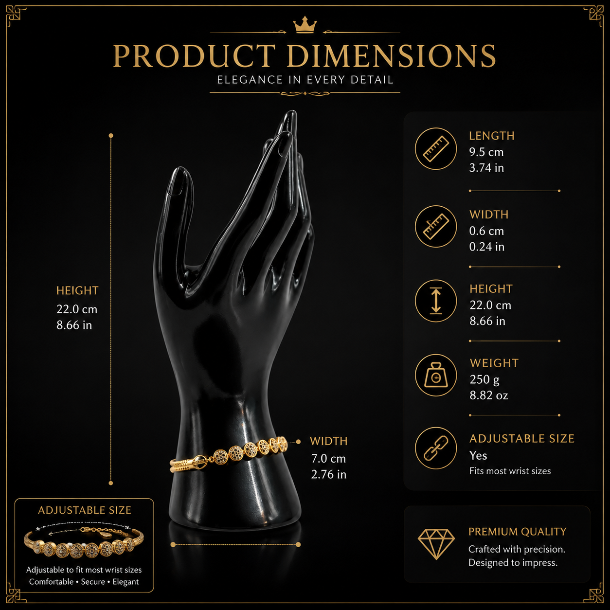 ✨ Luxury Gold Crystal Disc Charm Bracelet | Elegant Women's Fashion Jewelry