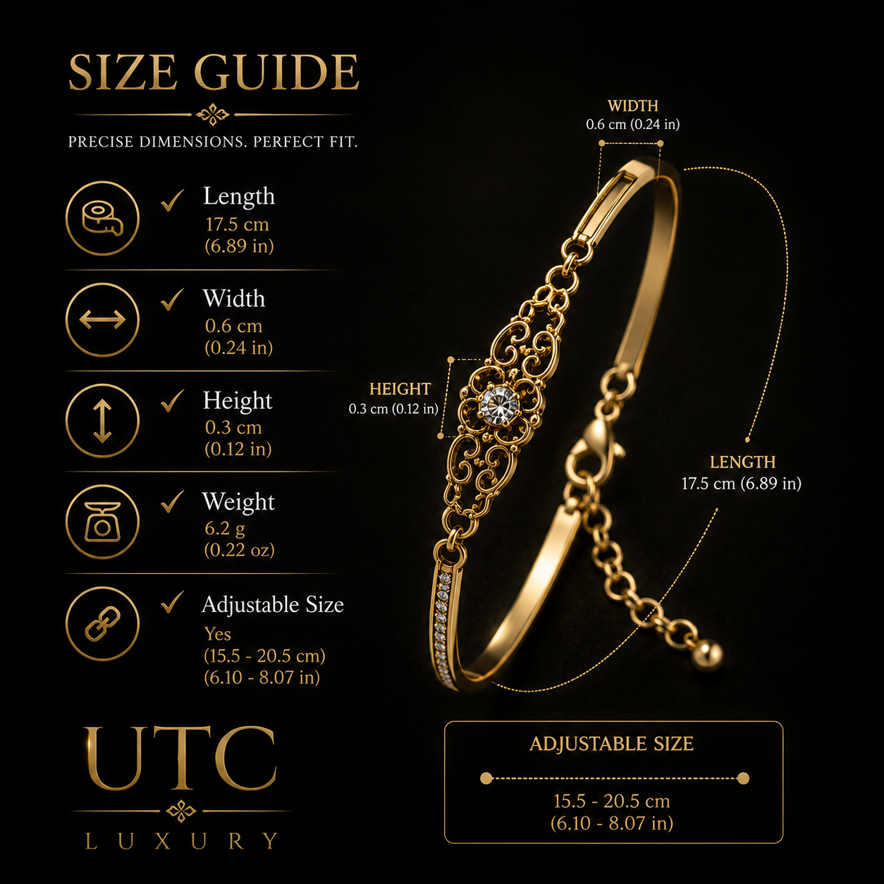 ✨ Luxury Gold Crystal Charm Bracelet for Women | Elegant Adjustable Designer Bangle | Premium Jewelry Gift 💎