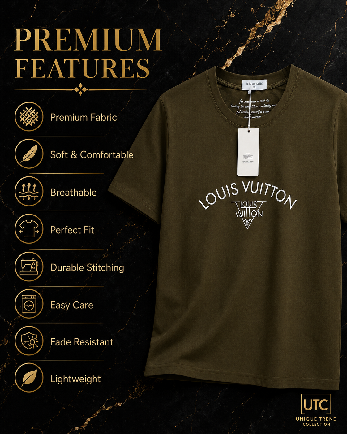 Louis Vuitton Women's Premium Olive Green Logo Cotton T-Shirt | Luxury Short Sleeve Crew Neck Casual Tee