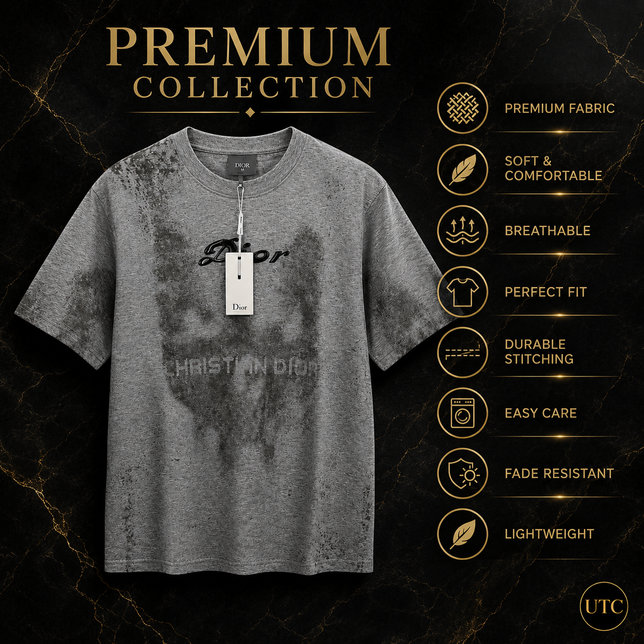 Premium Men's Grey Graphic Crew Neck T-Shirt | Soft Cotton Blend | Modern Fit