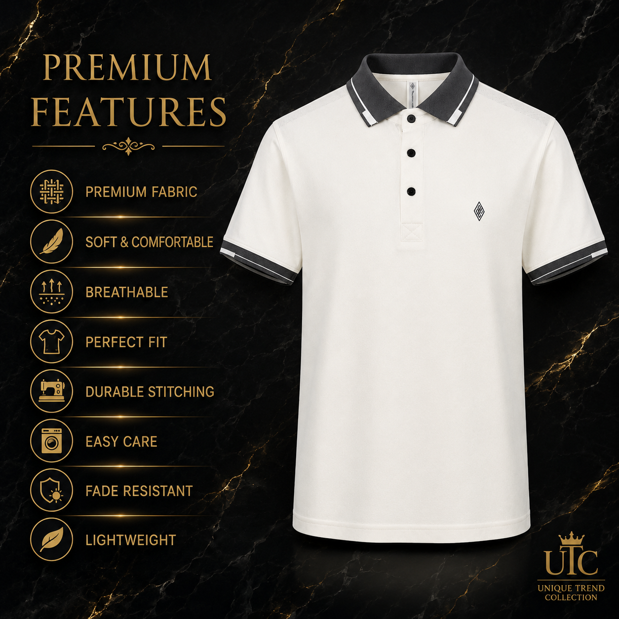 ✨ Premium Men's White Polo Shirt | Modern Everyday Luxury ✨