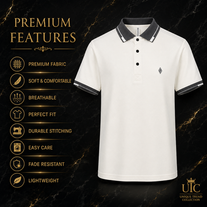 ✨ Premium Men's White Polo Shirt | Modern Everyday Luxury ✨