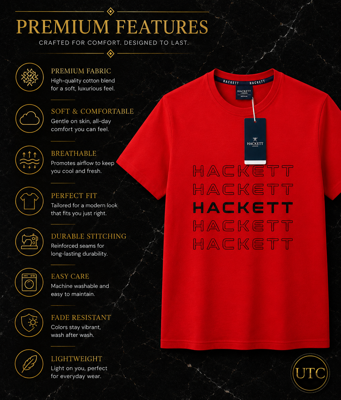 🔴✨ Hackett London Men's Premium Red Logo T-Shirt 👕 | 💎 Soft Cotton Crew Neck | 🇬🇧 Luxury British Style | 🇨🇦 Fast Shipping