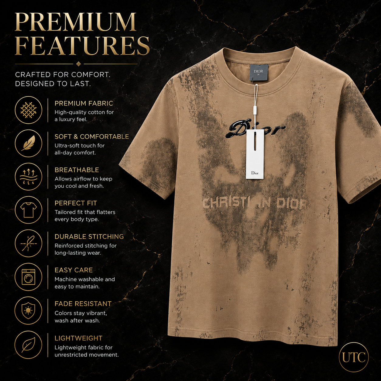 Premium Men's Beige Graphic Crew Neck T-Shirt | Soft Cotton Blend