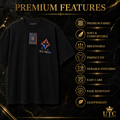 Premium Men's Black Oversized Cotton T-Shirt | Soft Crew Neck Casual Tee