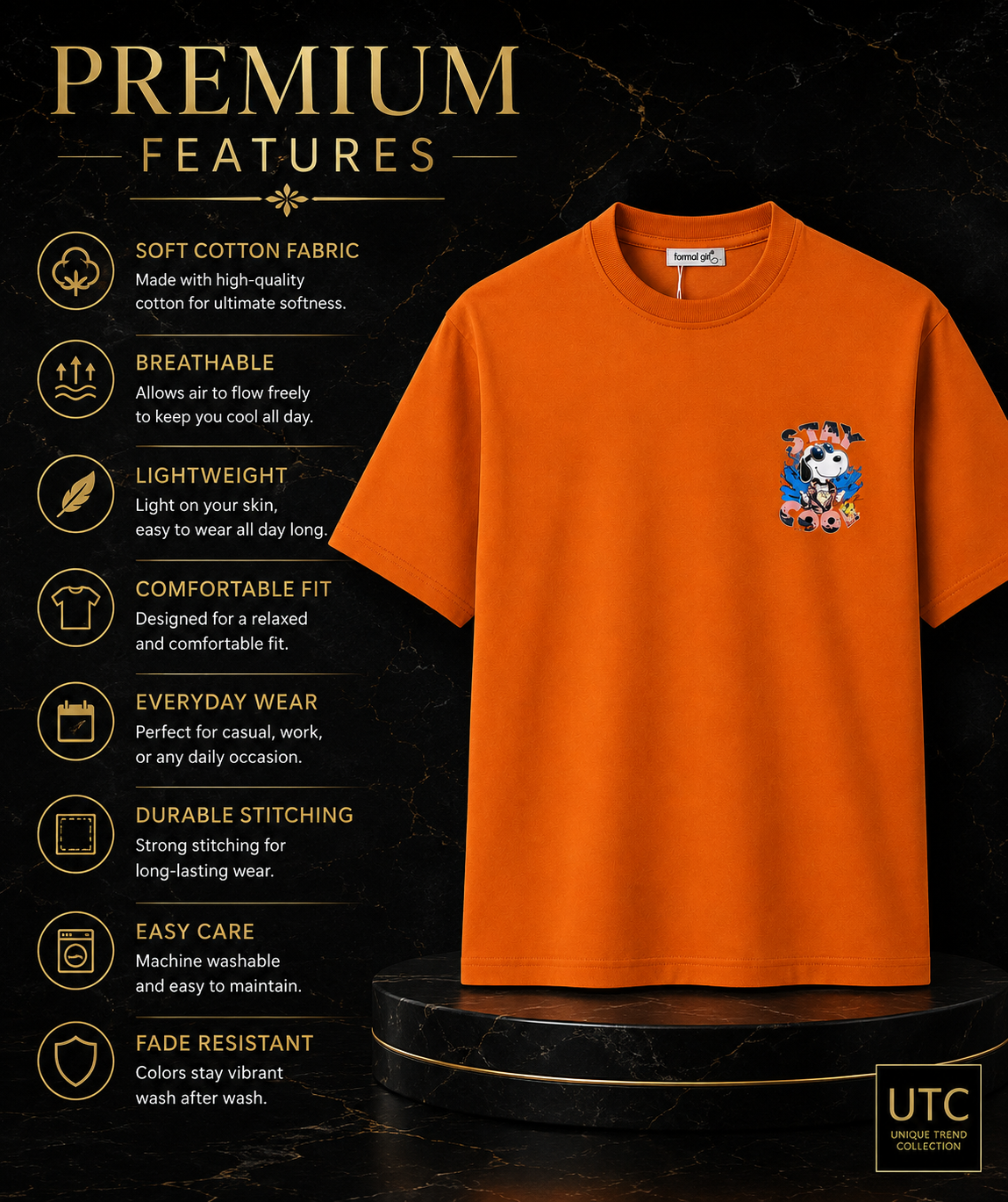 Women’s Premium Orange Graphic T-Shirt – Stay Cool Casual Crew Neck Tee