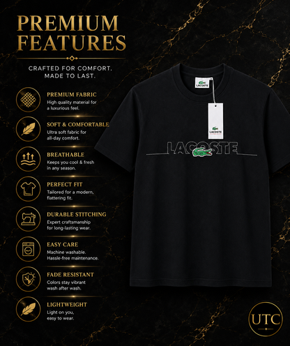 🐊✨ Lacoste Men's Premium Black Logo T-Shirt 👕 | 💎 100% Cotton Crew Neck | 🖤 Luxury Everyday Style | 🇨🇦 Fast Shipping