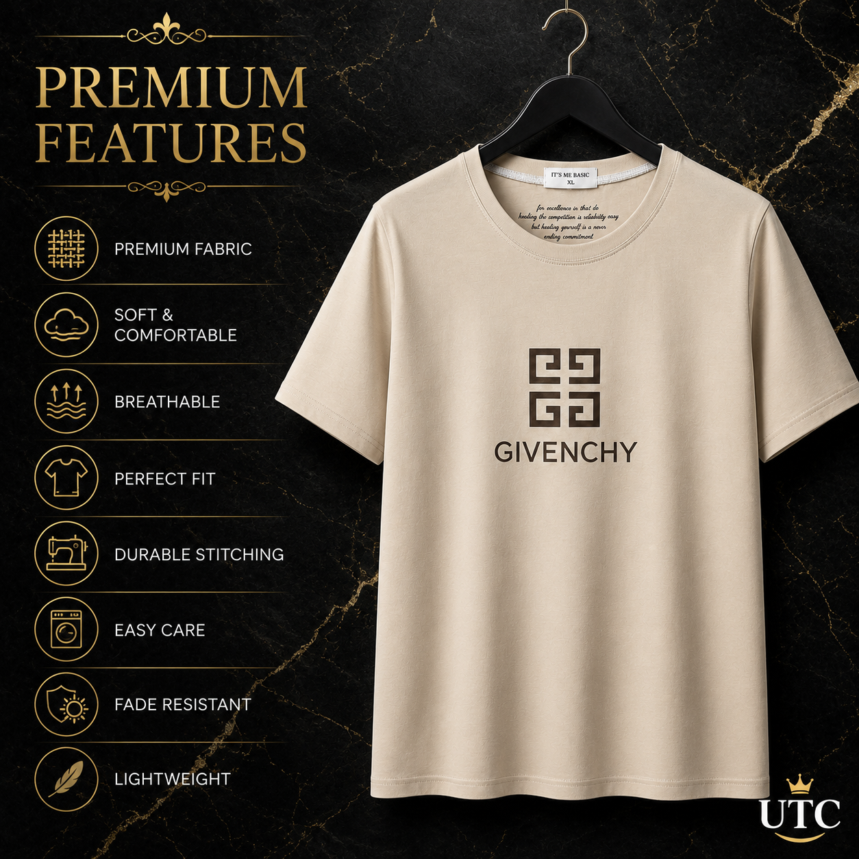 Givenchy Women's Premium Beige Logo Cotton T-Shirt | Luxury Short Sleeve Crew Neck Casual Tee