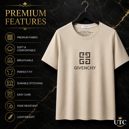 Givenchy Women's Premium Beige Logo Cotton T-Shirt | Luxury Short Sleeve Crew Neck Casual Tee