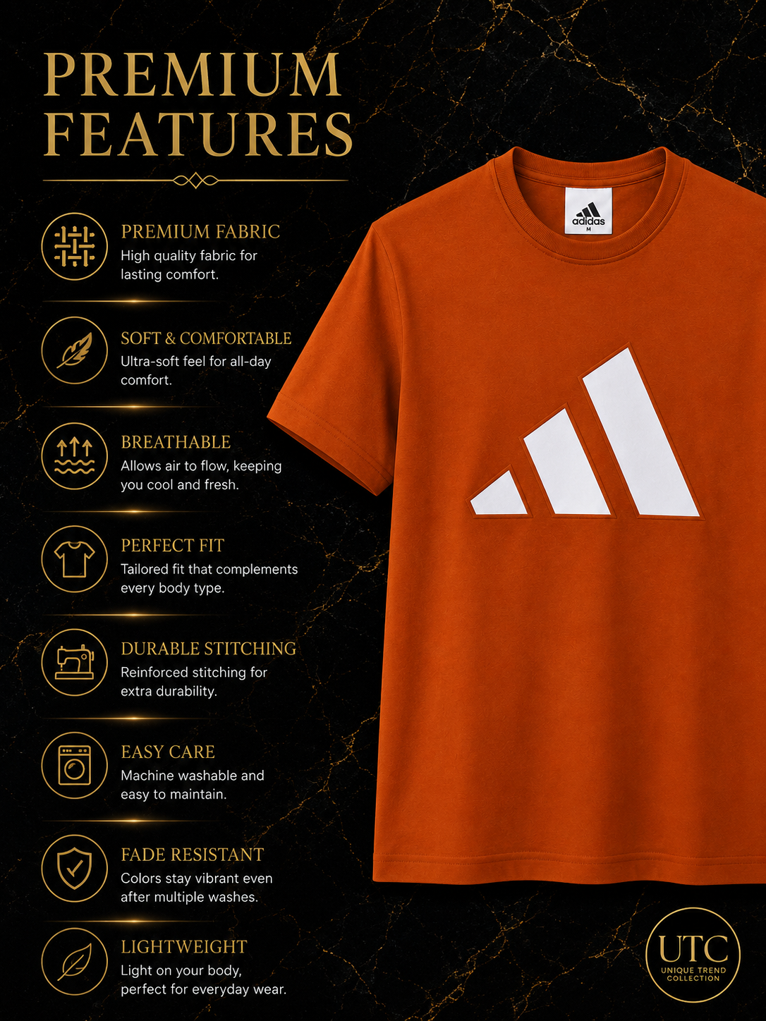 Adidas Men's Essentials Big Logo T-Shirt – Orange | Premium Cotton Crew Neck | Originals