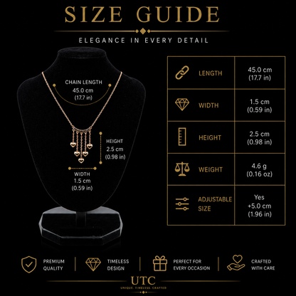 💖 UTC Luxury Heart Tassel Necklace for Women | Elegant Gold Crystal Pendant