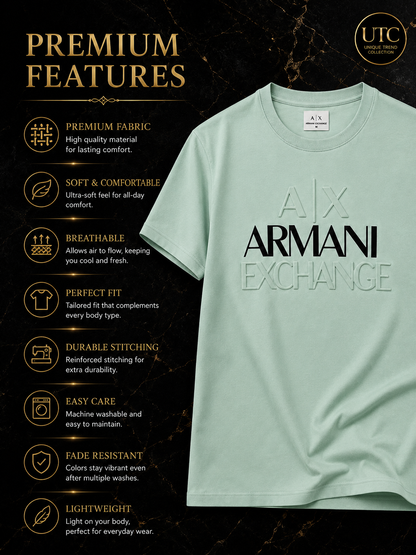 Armani Exchange Men's Logo T-Shirt – Premium Cotton Crew Neck | Mint Green | A|X