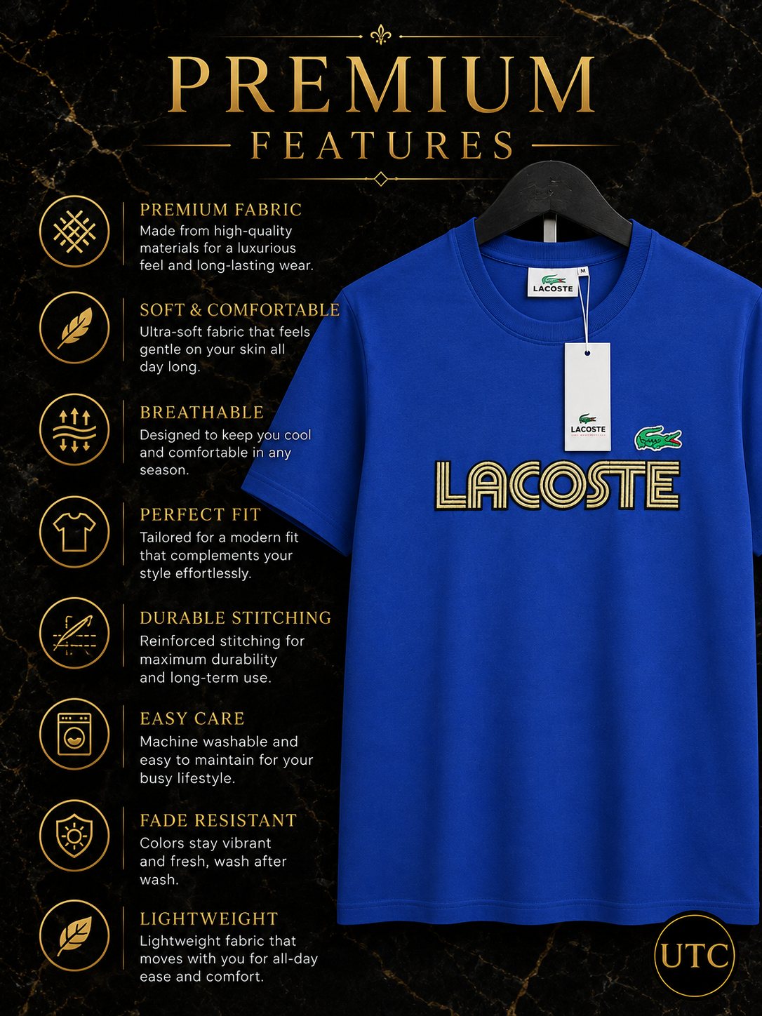 🐊💙 Lacoste Men's Premium Royal Blue Logo T-Shirt 👕 | ✨ 100% Cotton Crew Neck | 💎 Luxury Everyday Wear | 🇨🇦 Fast Shipping