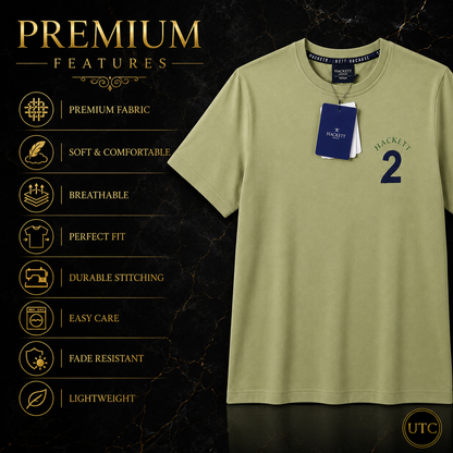💚✨ Hackett London Men's Premium Sage Green T-Shirt 👕 | 100% Soft Cotton Crew Neck | Luxury Casual Everyday Wear
