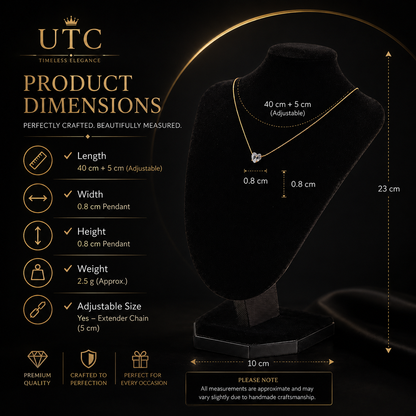 💎 UTC Luxury Heart Crystal Necklace for Women | Elegant Gold-Tone Pendant Jewelry ✨