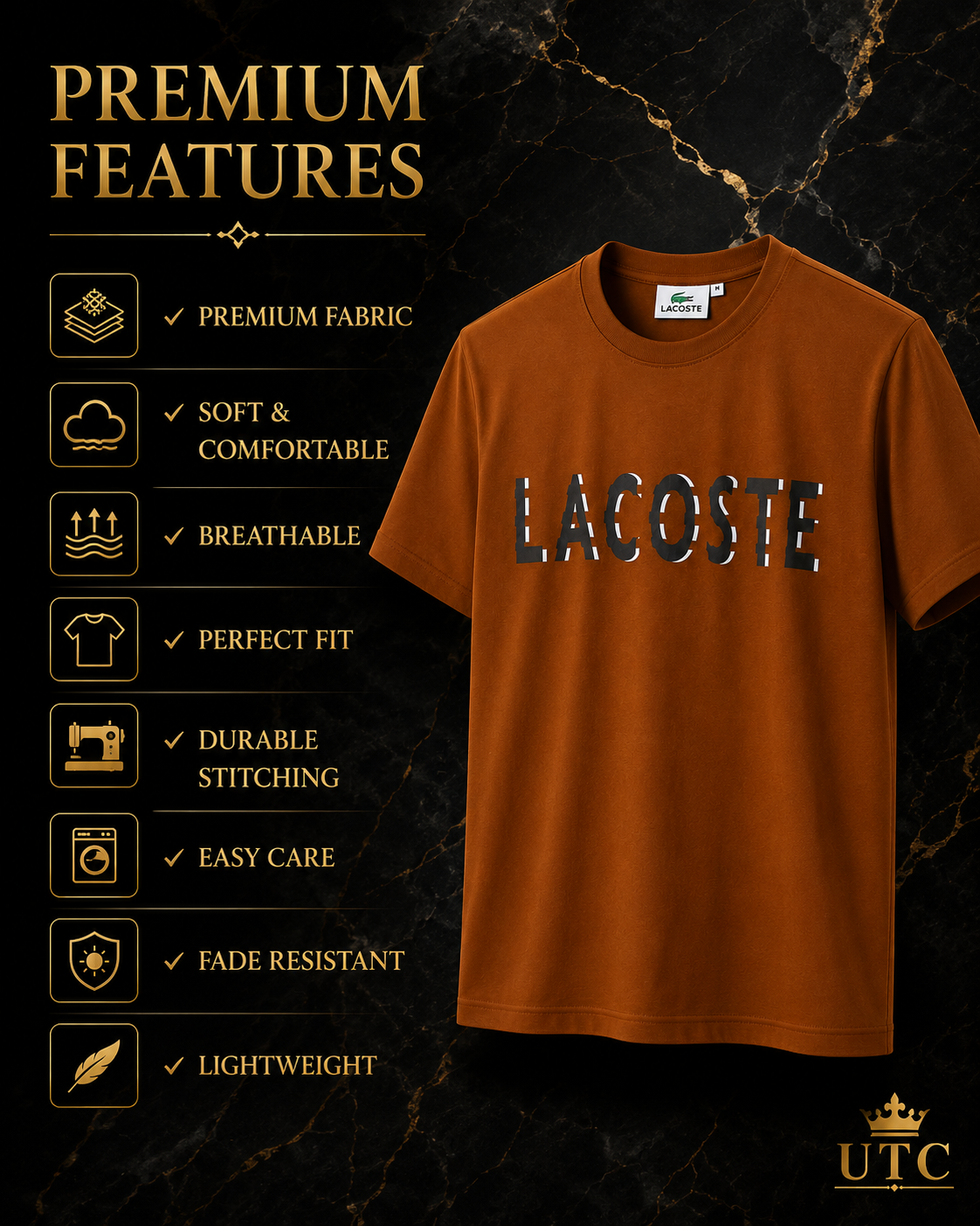 Premium Men's Rust Brown Cotton T-Shirt | Soft Crew Neck Casual Tee