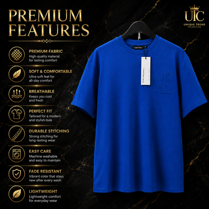 Premium Men's Royal Blue Cotton T-Shirt | Soft Crew Neck Everyday Casual Tee