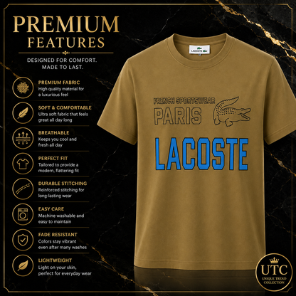Lacoste Men's Premium Olive Green Graphic Cotton T-Shirt | Soft Crew Neck Casual Tee