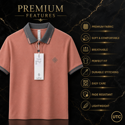 🏆 Premium Men's Polo Shirt | Soft Cotton Blend | Smart Casual | Dusty Rose 👕