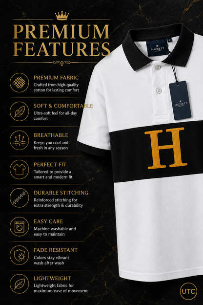 👕✨ Premium Men's Color Block Polo Shirt | Luxury Cotton Blend | Modern Smart Casual