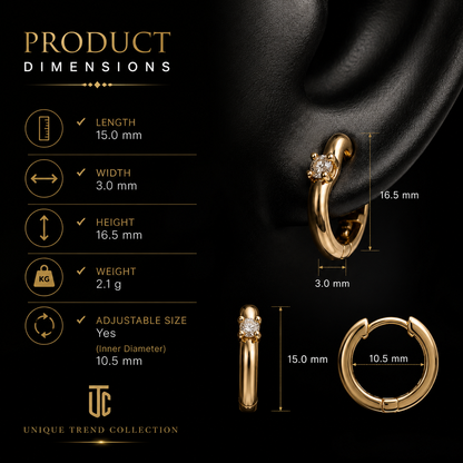 ✨ Elegant Gold Crystal Hoop Earrings for Women | 💎 UTC Luxury Jewelry