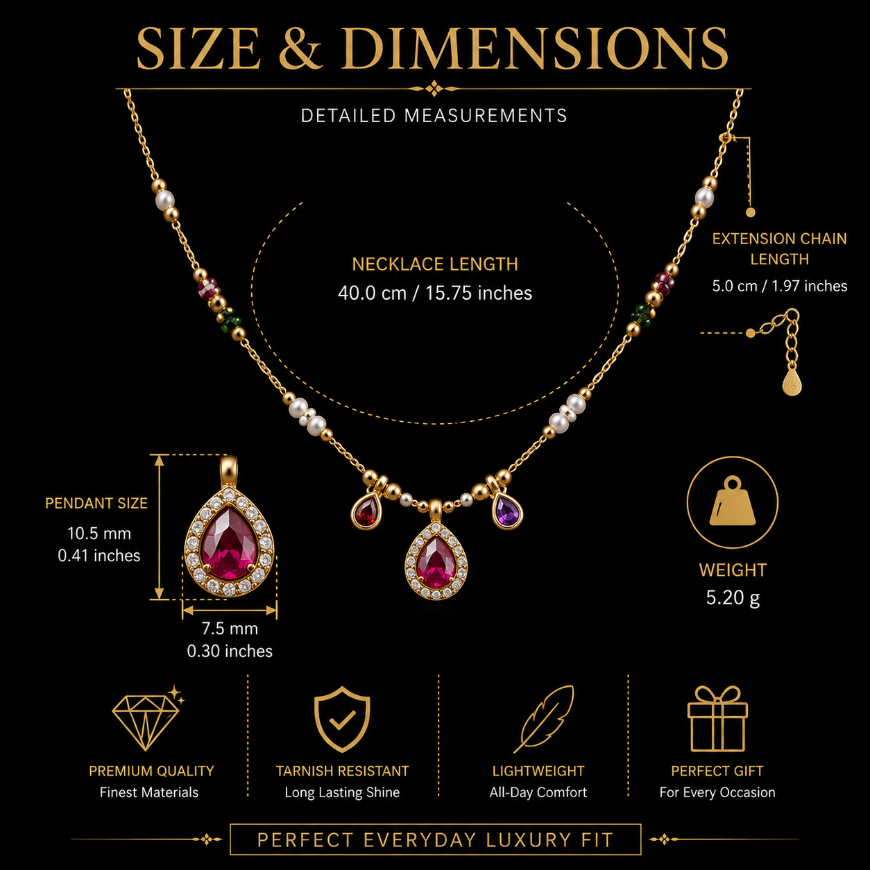 💖 Pink Crystal & Pearl Charm Necklace for Women | UTC Jewelry