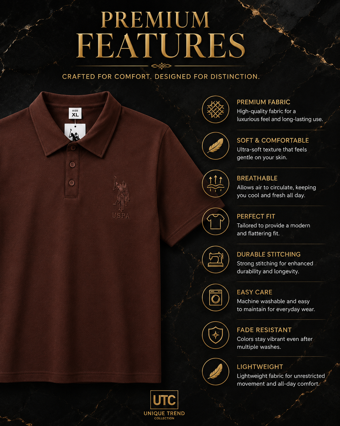Women’s Premium Brown Embroidered Polo T-Shirt – Classic Short Sleeve