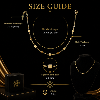 ✨ Minimalist Gold Cube Chain Necklace for Women | Elegant Lightweight Jewelry | Perfect Gift