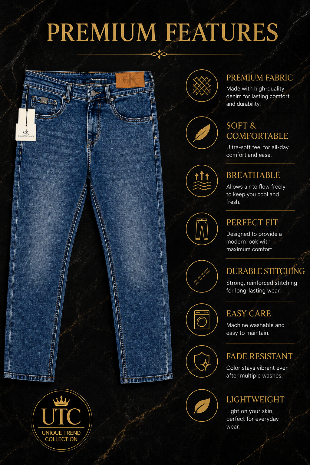 Calvin Klein Jeans Men's Blue Straight-Leg Denim Jeans