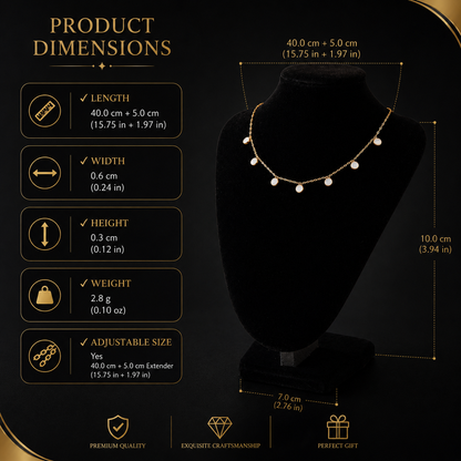 ✨ UTC Luxury White Crystal Charm Necklace ✨ | Elegant Gold-Tone Adjustable Women's Jewelry 💎