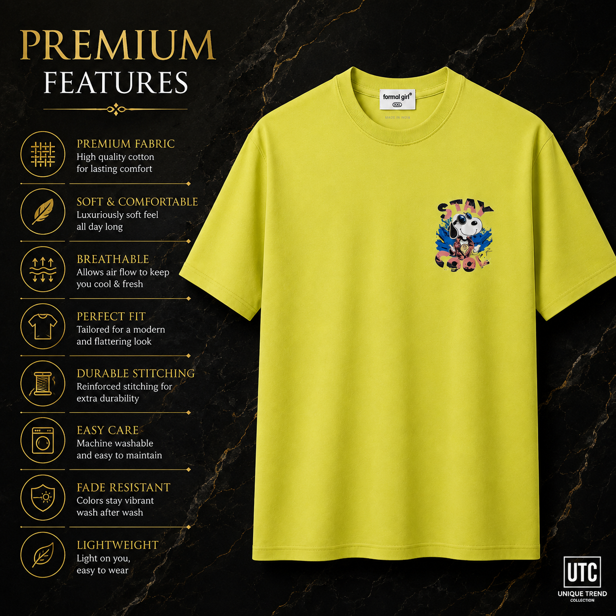 Formal Girl Women’s Lime Green Graphic T-Shirt – Casual Crew Neck Short Sleeve Tee