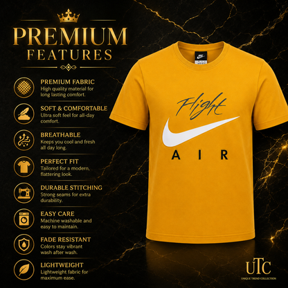 Premium Men's Golden Yellow Cotton Graphic T-Shirt | Soft Crew Neck Casual Tee