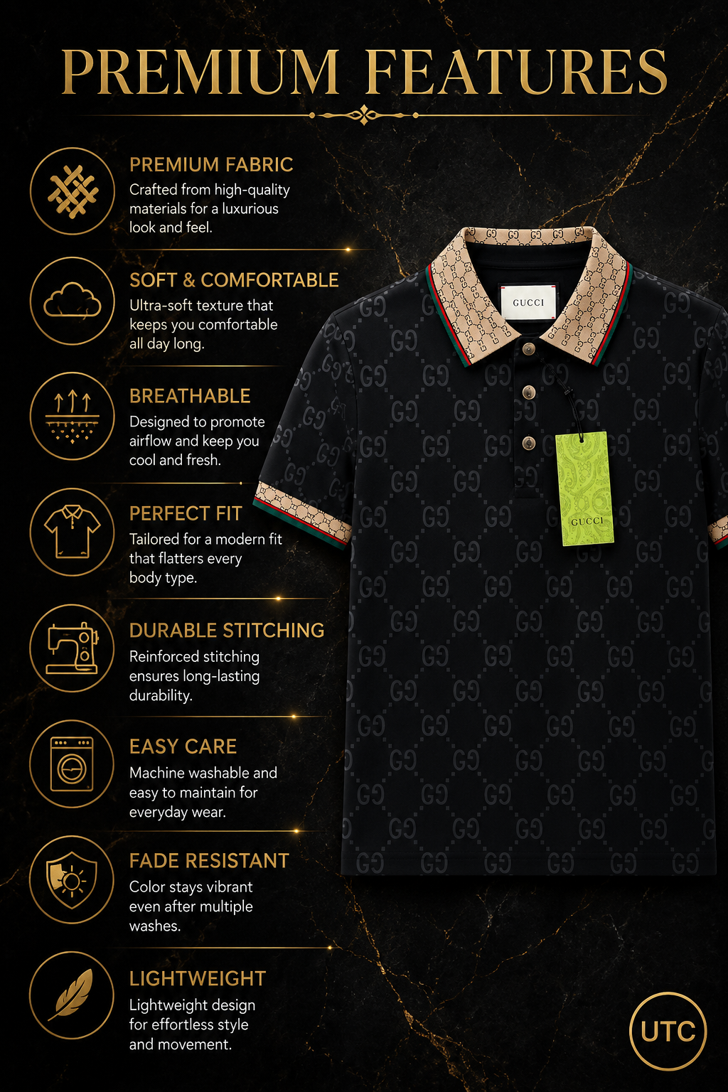 👑 Premium Men's Luxury Polo Shirt 👕 | Soft Cotton Blend | Designer-Inspired Smart Casual | Black