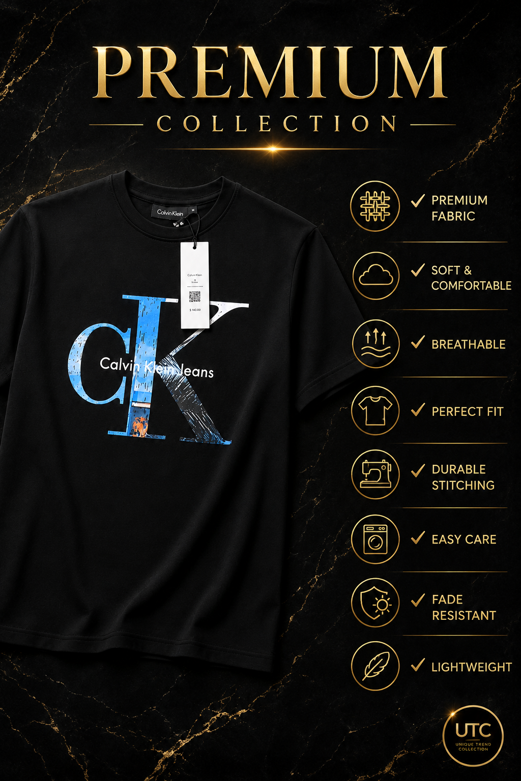 Calvin Klein Jeans Men's Black Graphic Logo T-Shirt | Premium Cotton Crew Neck