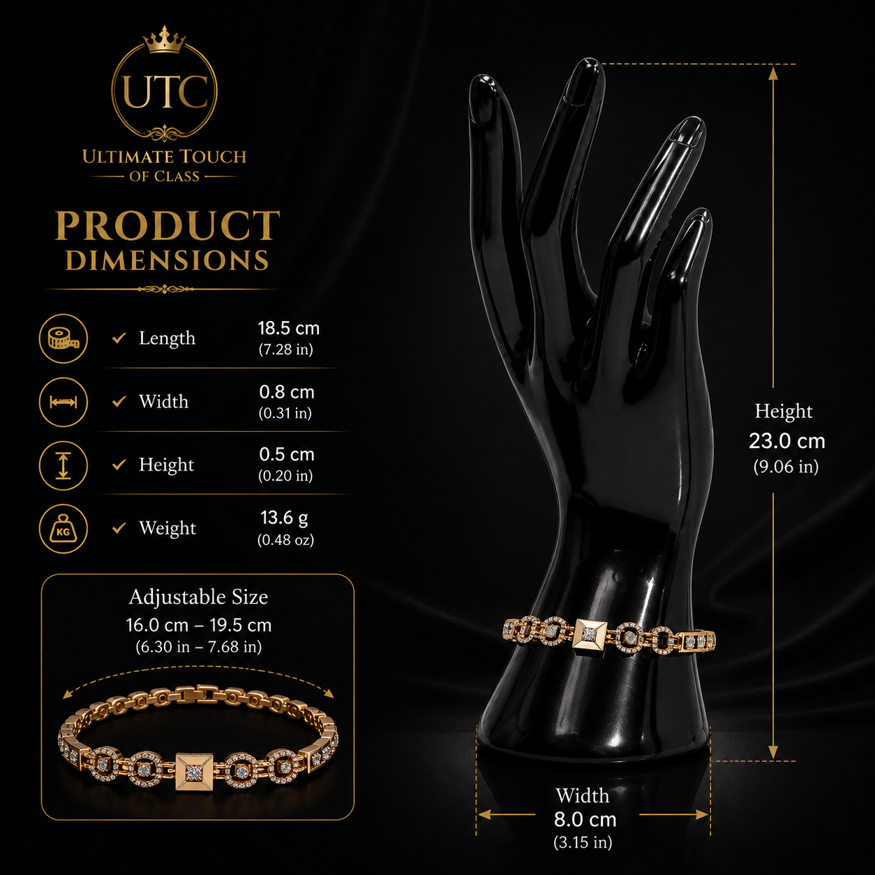 ✨ Luxury Gold Crystal Link Bracelet | Elegant Women's Fashion Jewelry