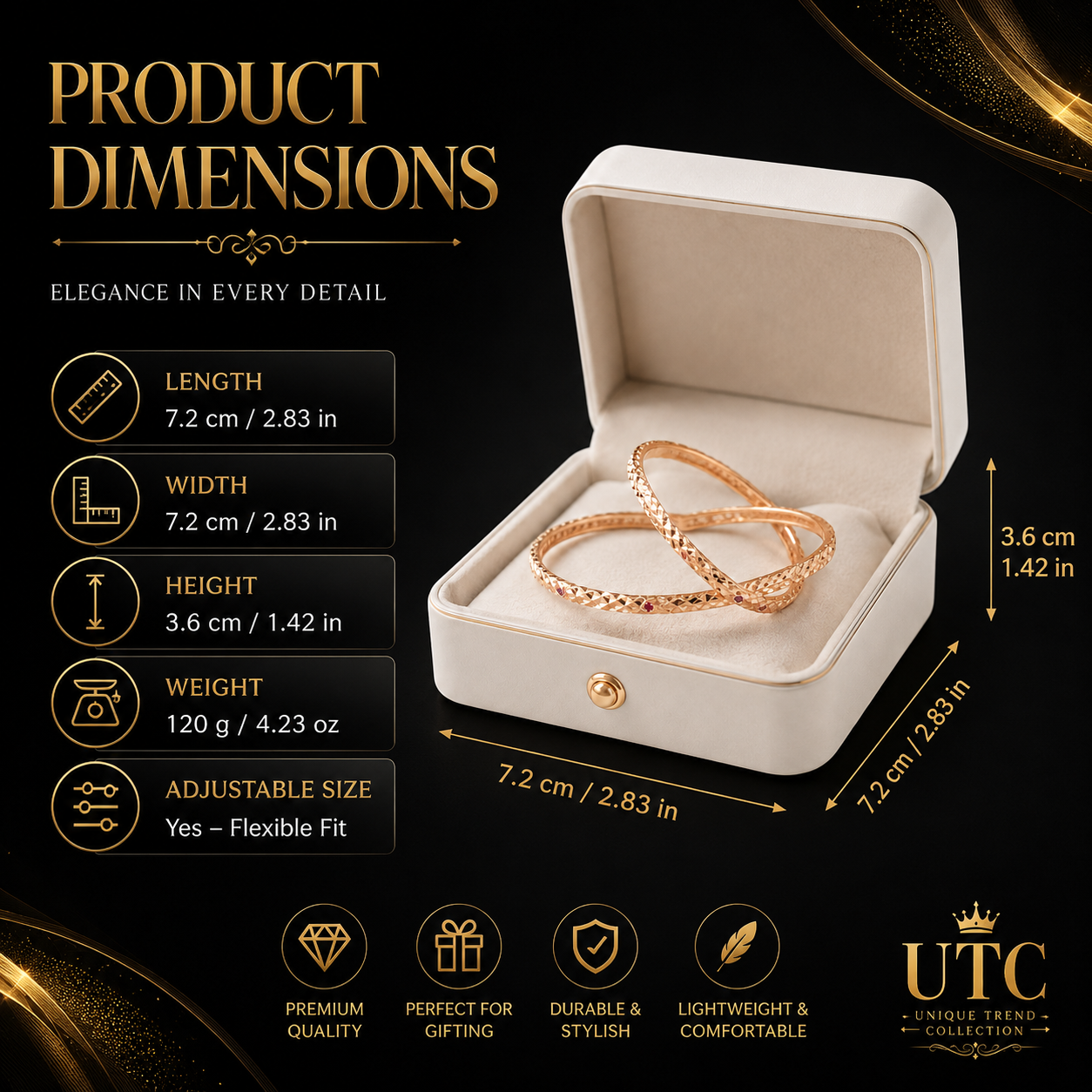 ✨ Traditional Indian Rose Gold-Tone Diamond Cut Bangle Set | Elegant Women's Kada (Pair)