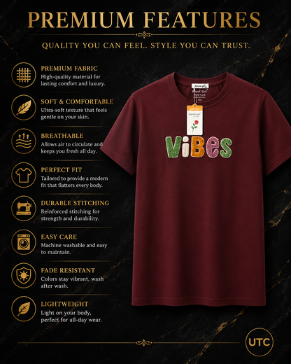 Women's Premium Oversized Cotton Graphic T-Shirt – Burgundy | Soft Casual Crew Neck Tee
