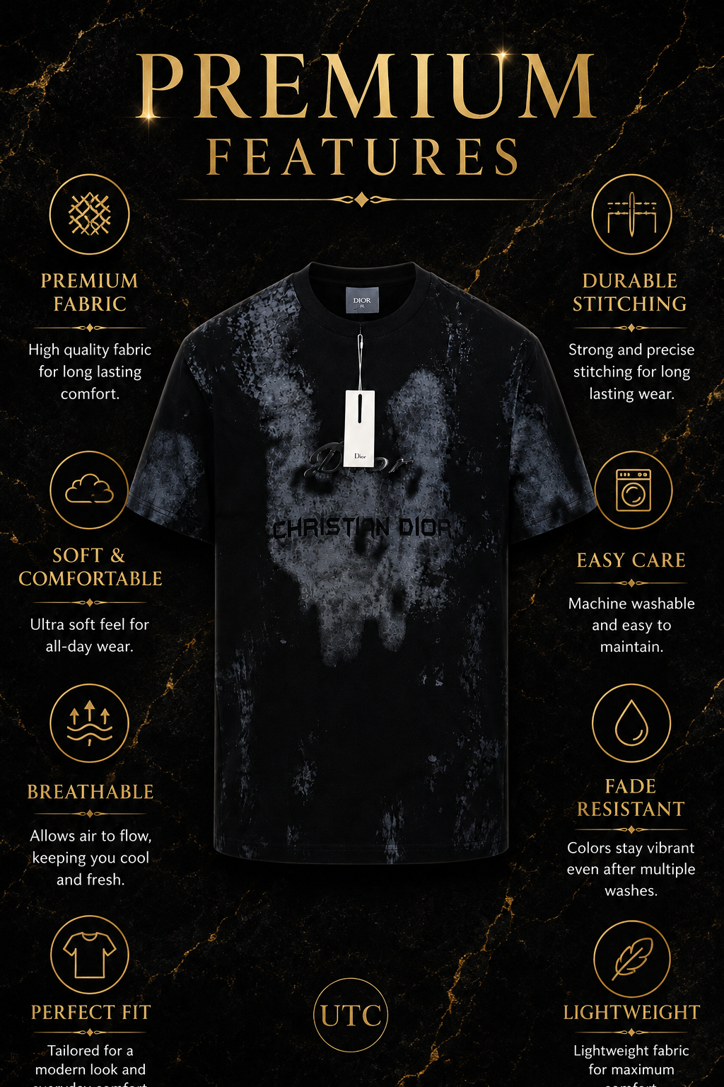 Premium Men's Black Graphic Crew Neck T-Shirt | Soft Cotton Blend | Modern Fit